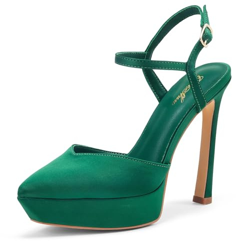 GENSHUO Scarpe Donna Punta Plateau 13cm Cinturino Caviglia Festa | Tacchi alti, stiletto, feste, matrimoni, comodi ed eleganti.