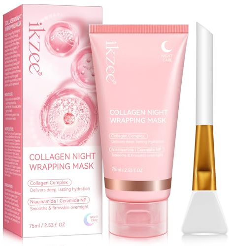 Collagen Night Wrapping Mask, Bio Collagen Real Deep Mask, Maschera al Collagene, Collagen Film Viso, Korean Collagen Overnight Wrapping Peel Off Mask, Hydrolyzed Collagen Mask per Glowing Skin, 75ML