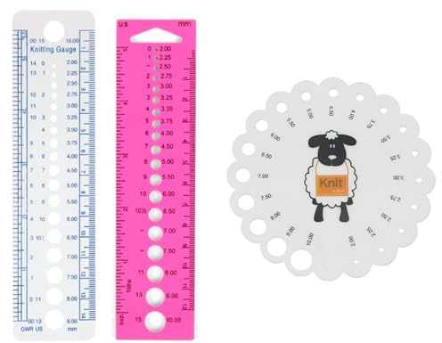 Niuhong 3 Pcs Knitting Needle Gauge Nählineal Präzision Strick Stricknadelmaß Zuhause Nähen Schneiderlineal Sewing Stricknadeln Startseite Lineal Nadelschablone Präzisionslineal (A)