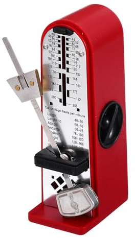 sourcing map Mechanisches Mini-Metronom, hohe Genauigkeit, professioneller Musik-Timer, universelles Metronom für Klavier, Gitarre, Violine, Ukulele-Spieler, Rot