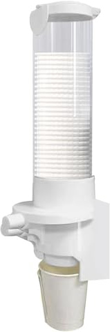 Dispenser per bicchieri – Porta bicchieri usa e getta in plastica resistente alla polvere, portabicchieri | Dispenser per bicchieri da parete con bottone automatico per bagno, ufficio, sala pause, Fit