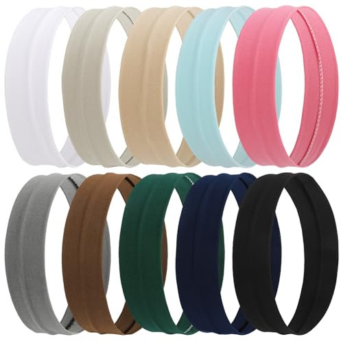 Halinuia 10 Stück elastischer Sport-Stirnband für Jogging, Yoga, Fitness, Radfahren, rutschfest