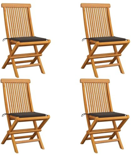 Xichuzi Gartenstühle mit Taupe Kissen, Gartenmöbel, Balkonstühle, Hochlehner, Balkonmöbel, Bistrostuhl, Garten Stühle, Sit Möbel, Armlehnenstuhl, 4 STK. Teak Massivholz