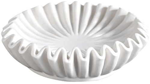 Hintyne Cuenco de resina acanalada de 15 cm con volantes de mármol diseño festoneado vintage centro de mesa decorativo de frutas para decoración del hogar regalos de inauguración y bodas.