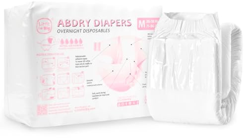 LittleForBig justerbar tejp vuxenblöja 10 delar – ABDry ultraabsorberande blöjor vit (X-Large 121-142 cm)