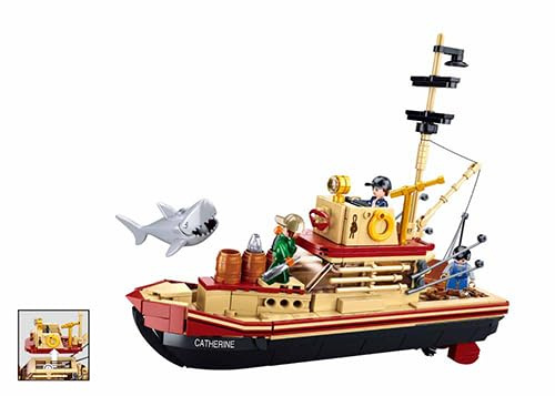 Sluban ModelBricks Walfangschiff Baukasten, 592 Teile, 27,4 cm Lang, 8-12 Jahre, mit Hai-Figur, M38-B1118, Gelb und Schwarz