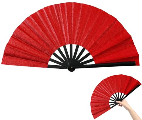 Hayaww Handfächer Glitter Faltbare Fächer Rave Fächer Glitzer-Rave-Fächer Chinesische Fächer Hochzeitsfächer helle Farben for für Tanz Party Hochzeit Geschenke DIY Haus Dekorationen (B)