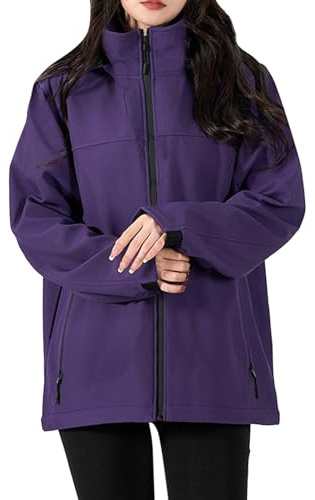 Generisch Wind Jacket Outdoor Mountaineering Sportswear with Hood Casual Hiking Rain Jacket Medium Length Windbreaker Jacket Coat Waterproofing Spray Rain Jacket Waterproof, purple, 5XL