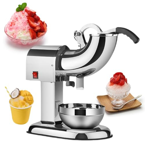 Electric Ice Crusher Machine, High Efficiency 220 Lbs/Hr & 1420 RPM, Stainless Steel Blades for Smooth Shaving, Ideal for Home Bars & Parties