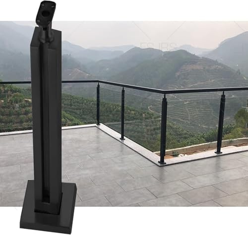 Palo ringhiera in vetro nero per recinzione in vetro in acciaio inox per esterni il kit per balcone, casa, giardino, scale – & elegante soluzione di sicurezza