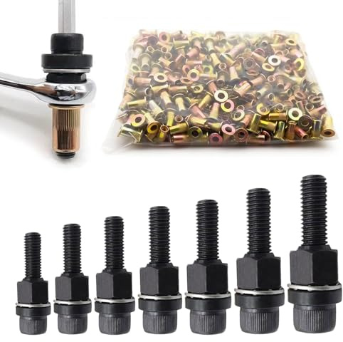 7 piezas de juego de alicates para tuercas de remache Set M3, M4, M5, M6, M8, M10, M12 – Alicate para tuercas de remache con tuercas y tuercas de prensado, kit de herramientas para tuercas rivet/juego