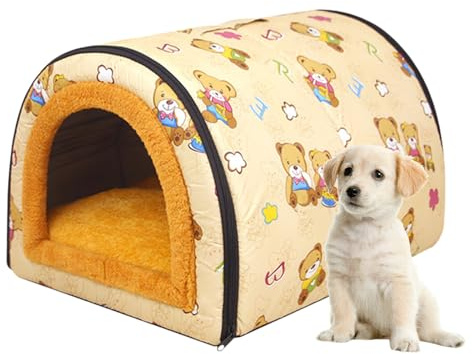 Casa pequeña para mascotas - Cama cueva para perros y gatos | Casa cerrada resistente a la intemperie con asa, caseta para perros impermeable | Cama cálida para animales con cojín interior extraíble p