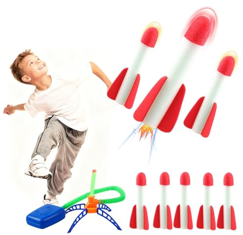 TENGWA Spara Razzi Bambini Età 3-12 Lancia Razzi 8 Pezzi Missile Giocattolo Lancio Volare 100+ Piedi Giochi da Giardino Educazione Aria Aperta Regali per Bambini e Bambine