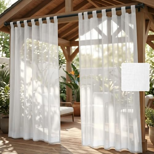 AUAUY 2PCS Rideaux d'Extérieur, Imperméable Rideau Voilage, H243 x L132 cm | Fermeture Velcro, Rideau Occultant Thermique pour Pergola, Gazebo, Terrasse, Pavillon