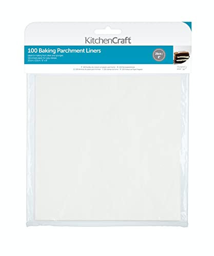 KitchenCraft Baking Parchment Roll, Parchment Paper for Baking, Multifunction, 2 cm (8) - Square (Pack of 1), White