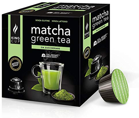 King Cup - 4 Paquets de 10 Capsules de Thé Matcha Sans Sucre, 40 Capsules 100% Compatible avec le Système Nescafè Dolce Gusto de Boisson Aromatisée Thé Matcha, Sans Gluten et Sans Lactose