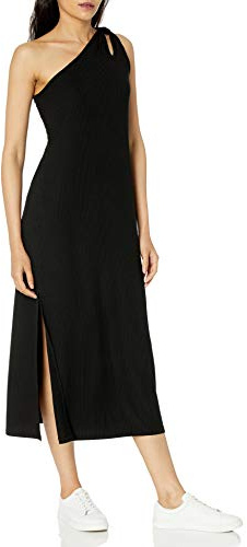 The Drop Mickey Robe longue asymétrique en maille côtelée, coupe ample pour Femme, Noir, S