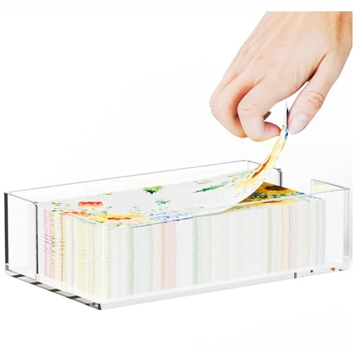 Acrylic Bathroom Napkin Holder,Clear Guest Towel Holder Tray For Bathroom,Waterproof Splashing Vertical Disposable Paper Hand Towel Holder,Modern Dining Table Napkin Tray for Home,Hotel,Office,Kitchen