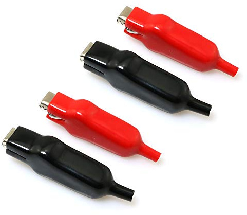 RLECS 4 morsetti a coccodrillo per batteria, completamente isolati, 20 A, lunghezza 80 mm (2 rossi e 2 neri)