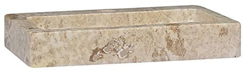 Susany Lavabo sobre Encimera Lavabo para Cuarto de Baño Elegante Moderno Lavabo de Mármol Crema 38 x 24 x 6,5 cm