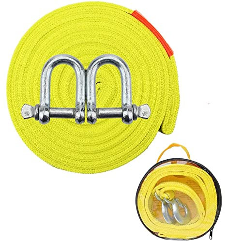Corda di trazione per Auto, Cintura di trazione per Auto 4M/5T, con 2 Ganci a Forma di U, Cintura in Nylon ad Alta Resistenza Adatta per la trazione dell'auto (con Custodia)
