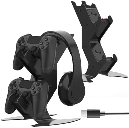 PS4 Controller Charger Stand, USB Charging Dock Station with Fast-Charging Port and LED Indicators for PlayStation 4, Slim, and Pro Controllers