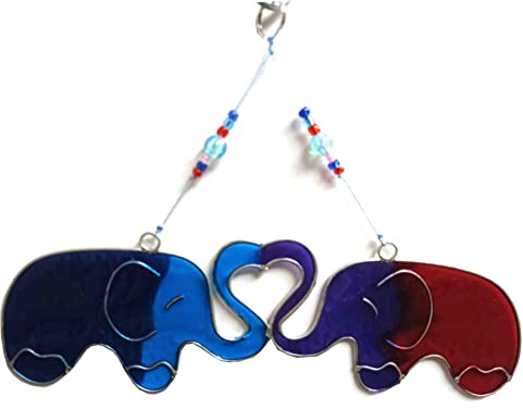 Love Elephants Handcrafted Suncatcher Creating A Stained Glass Effect Ideal Sun Catchers For Windows