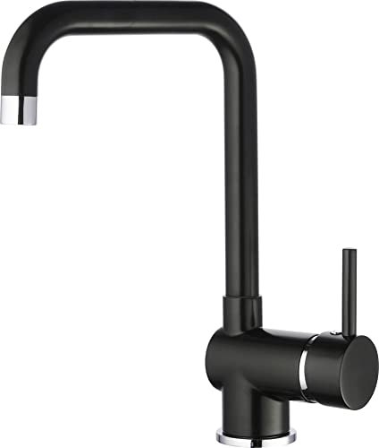 Spültisch-Einhebelmischer MATT SCHWARZ, Küchenarmatur Hochdruck Wasserhahn Küche, eckig, 9149