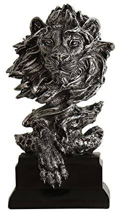 Lin's Wood Löwenkopf-Figur,Harz-Löwen-Statue,Tierkopf-Statue,Schreibtischschrank,Figur,Kunsthandwerk,Ornamente für Zuhause,Büro,Dekoration,Geschenk.