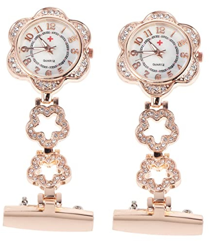 Mikikit 2 Stück Modische Armbanduhr Stilvolle Taschenuhr Für Damen Strasssteine Legierungskonstruktion
