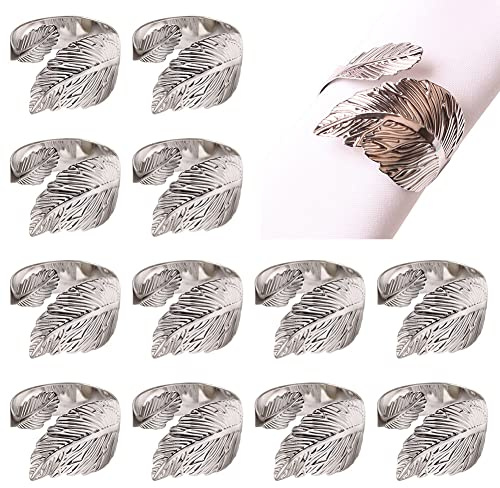 Goldene Serviettenringe 12 Stück Blatt Serviettenringe Boho Serviettenhalter Serviettenschnallen für Hochzeit Party Zuhause Küche Esstisch Dekoration