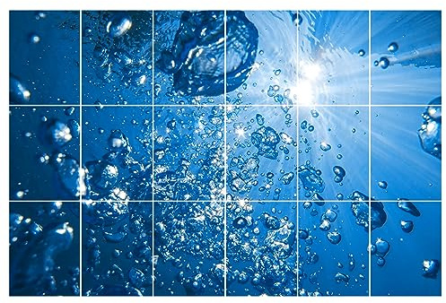 GRAZDesign Fliesenaufkleber Bad & Küche 15x20cm - 18 Stück | Motiv Wasser wasserfeste & selbstklebende Klebefliesen | Fliesenfolie 90x60cm
