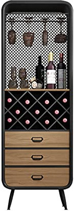 FIONEL Barschrank Weinkabinett for Zuhause, Metall- und Holzwein-Ausstellungsständer, Küchenwein-Lagerschrank, Gold Wine Rack (Size : L)