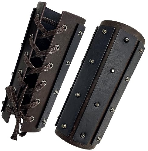 1 Paar Mittelalterliche Armschützer,Wikinger Stulpe aus Kunstleder,Vintage Ritter Armschützer,Renaissance Rüstung,LARP Lederarmband