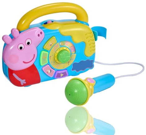 Fizporium Peppa-Pig-Boombox, Sing Along Boombox, Karaoke Machine with Microphone, Kids Karaoke Machine
