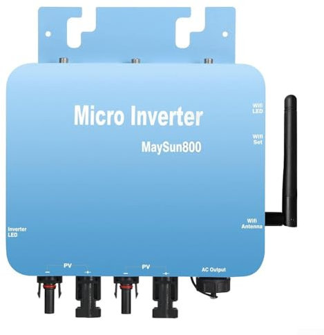 Zoegneer Aluminiumlegierung Micro Grid Wechselrichter, IP65 Micro Wechselrichter, APP Datenüberwachung Solar Micro Wechselrichter, blau (800W)