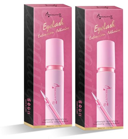 Beauty7 Wimpernkleber für Falsche Wimpern Lash Glue Transparent langanhaltend DIY Wimpern Einzeln Kleber Wasserfester Kleber für Individuelle Wimpern Extensions Clusterwimpern 2stk