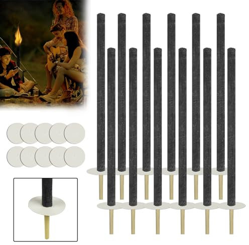 LZQ 50 torce di cera naturale per esterni, con manico extra lungo, torcia per bambini, giardino, esterni, per escursioni a fiaccola