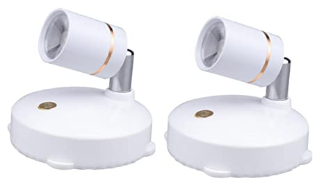 Mikikit 2 Stück LED Spot Leuchten mit Fernbedienung USB Ladescheinwerfer für Dekorative Effektbeleuchtung ABS Kaltweiß
