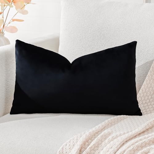 Artscope Samt Kissenbezug Kissenhülle Dekorative Dekokissen Sofakissen Lendenkissen Wurfkissenbezug Sofa Schlafzimmer 40x60cm Schwarz