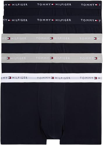 Tommy Hilfiger Calzoncillos Bóxer Hombre Pack de 5 de Algodón, Negro (Des Sky/Antique Silver/White), XXL