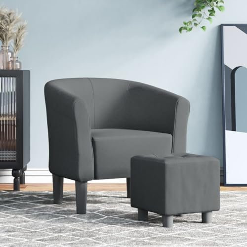 Camerina Clubsessel mit Fußhocker Dunkelgrau Stoff Loungesessel Sessel Clubsessel Cocktailsessel