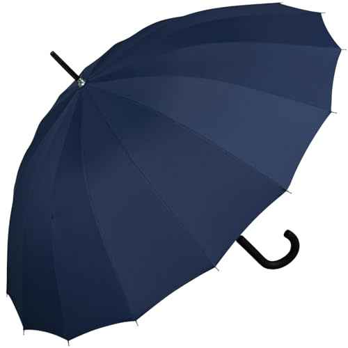 iX-brella Stockschirm 16teilig full-fiber mit Automatik - super stabil dunkelblau - 105cm