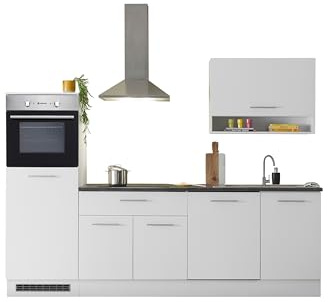 AVANTI TRENDSTORE - Sampeyre - Cucina completa nel colore bianco opaco/Stone dark, composto da diversi elementi. Lavandino ed elettrodomestici NON sono compresi. Dimensioni ca. LAP 260x220x60 cm