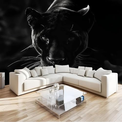 Fototapete Tier Schwarzer Leopard 200x140 cm Tapete Wandtapete Wanddeko Design Mustertapete Wand Dekoration Wohnzimmer Schlafzimmer Büro Flur