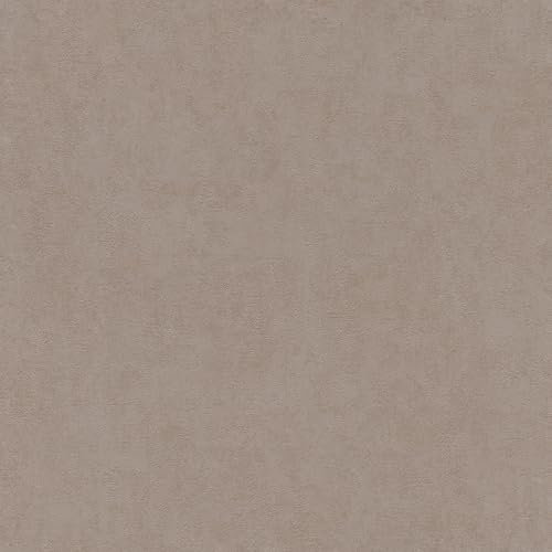 Rasch Carta da parati 285116 – Carta da parati in tinta unita con struttura in intonaco fine, colore marrone, 10,05 m x 0,53 m (lunghezza x larghezza)