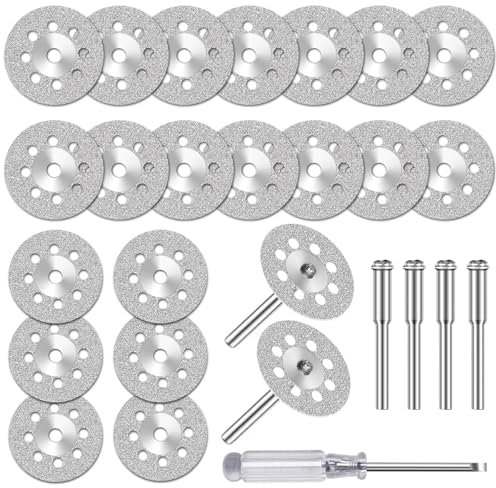 20Pcs 545 Diamond Cutting Wheel Cut Off Discs for Dremel Rotary Tool with 3mm Mandrel for Stone Glass Cutting