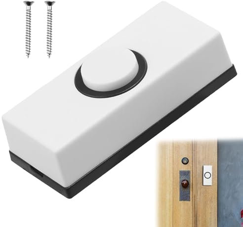 iwiio Wired Door Bell Push, Universal Wired Doorbell, White Doorbell Wired, Traditional Door Bell, Wall Mounted Doorbell Switch Garage Doorbell Button, Easy Installation, 55 * 24 * 14mm