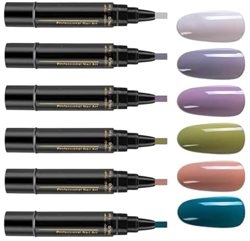 Bolígrafos de esmalte de uñas de gel, bolígrafos de esmalte de uñas para uñas | Kit de pintura de esmalte de uñas de secado rápido 6 colores - Ningunos accesorios ULTRAVIOLETA de la pintura del esmalt