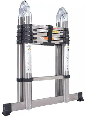 Thickened Telescopic Ladder Extendable Stainless Steel Step Ladder Folding Extension Ladders A-Frame Ladder, More Sturdy and Durable than others 3.8m/12.5ft(6.2FT+6.2FT)